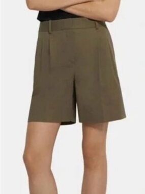 Theory Pleated A-Line Shorts in Olive